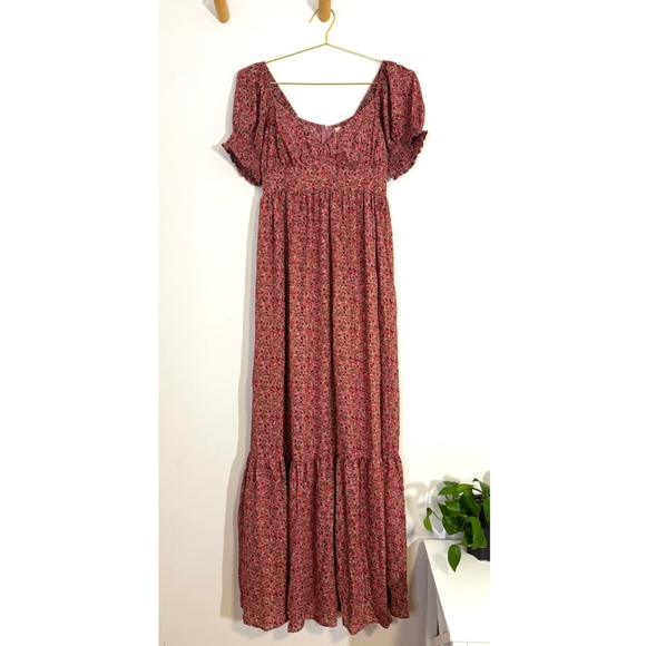 Pinkblush Pink Floral Puff Sleeve Peasant Cottagecore Smocked Maxi Dress Small - Picture 4 of 13